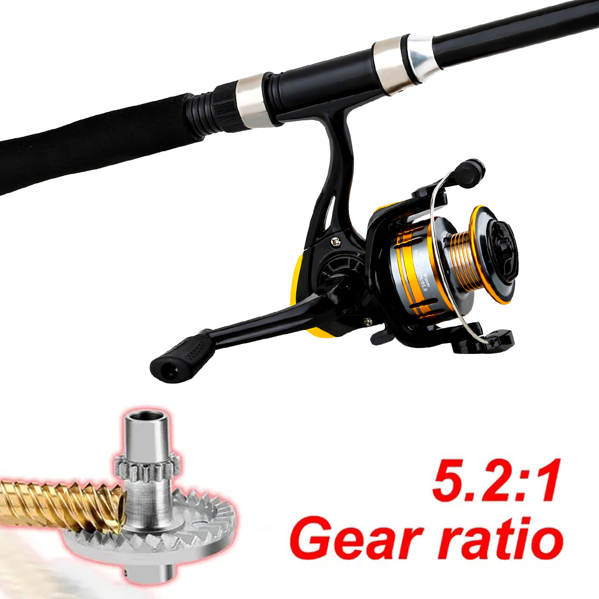 釣り竿とリールのコンボセット、ストレートハンドルスピニングリ - Freshwater Line のレビューと価格